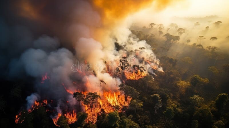 Incendio nella foresta tropicale immagine stock libera da diritti