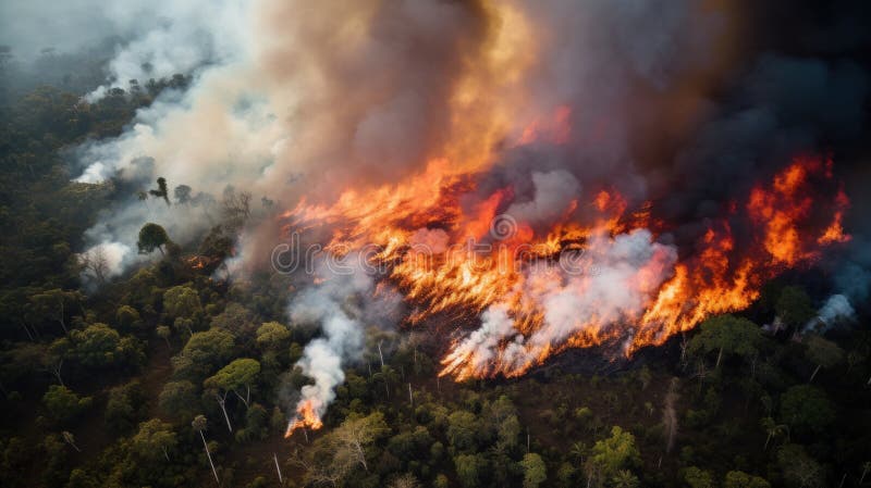 Incendio nella foresta tropicale immagini stock