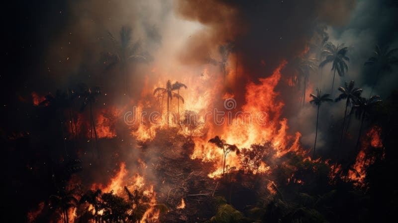 Incendio nella foresta tropicale fotografia stock
