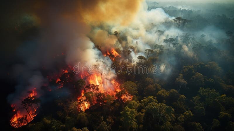 Incendio nella foresta tropicale immagine stock
