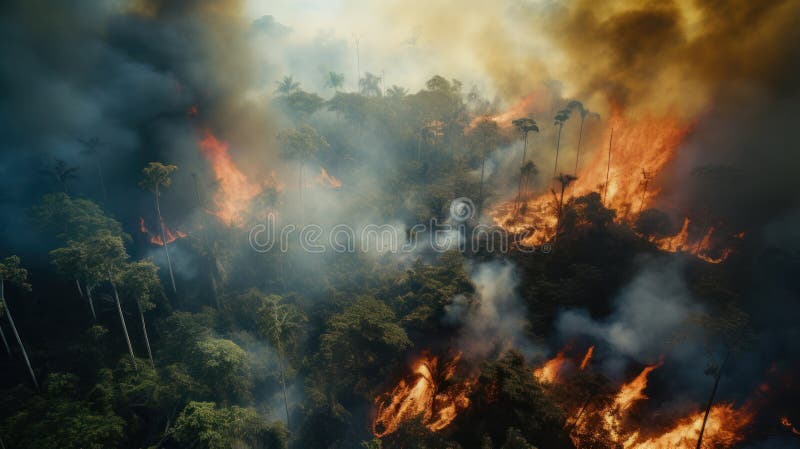 Incendio nella foresta tropicale immagini stock