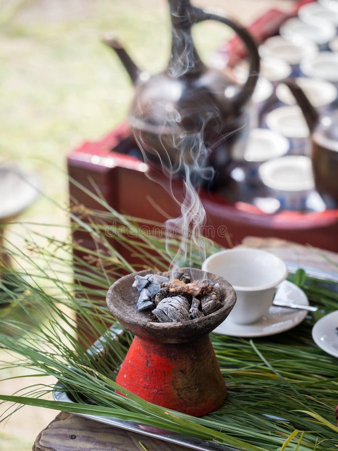 Incense Burnt during the Traditional Ethiopian Coffee Ceremony Stock
