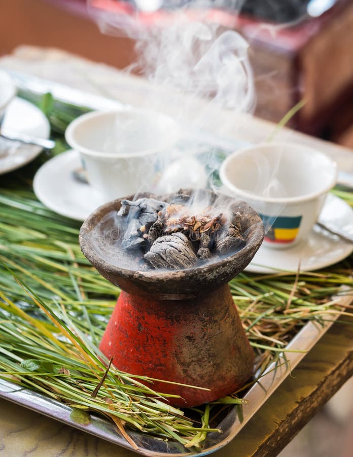 Incense Burnt during the Traditional Ethiopian Coffee Ceremony Stock