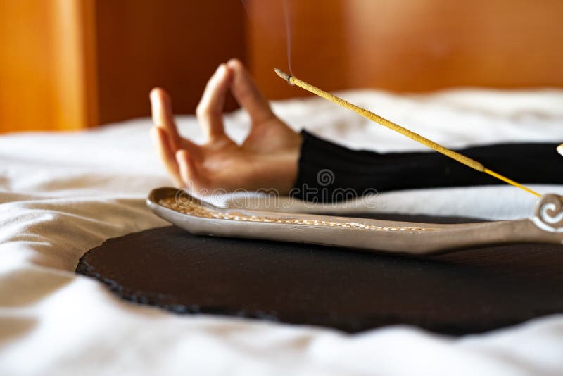 Incense Stick Lit at a Yoga Session Stock Image Image of woman, natural 179391871