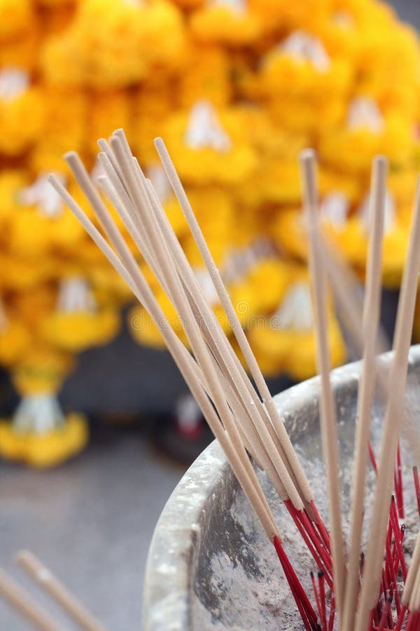 Incense Sticks Burning and in an Altar Stock Image Image of