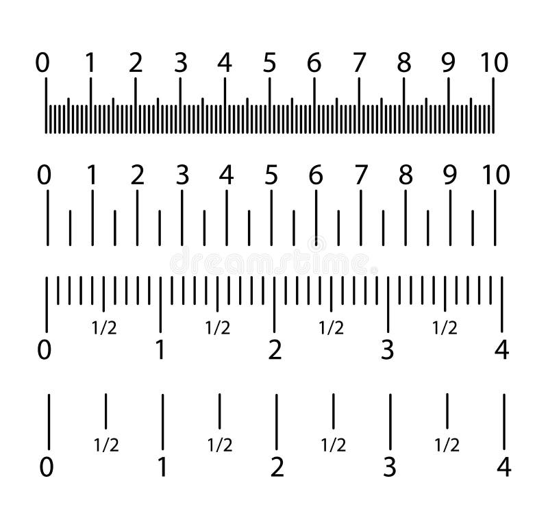 Inch and metric rulers set. Centimeters and inches measuring scale cm metrics indicator. Precision measurement