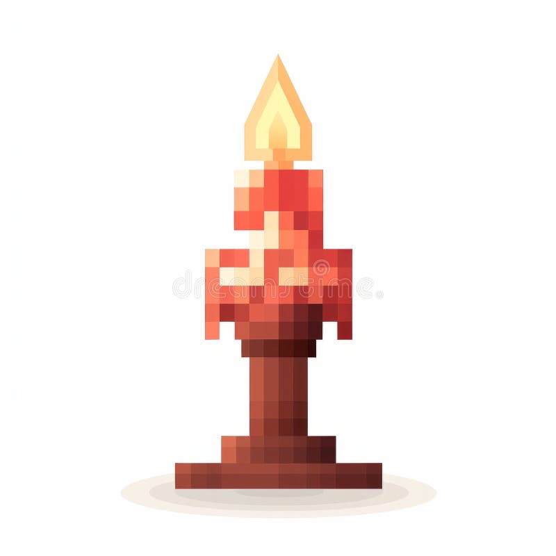 Incisione di una candela di pixel art sullo sfondo bianco illustrazione vettoriale
