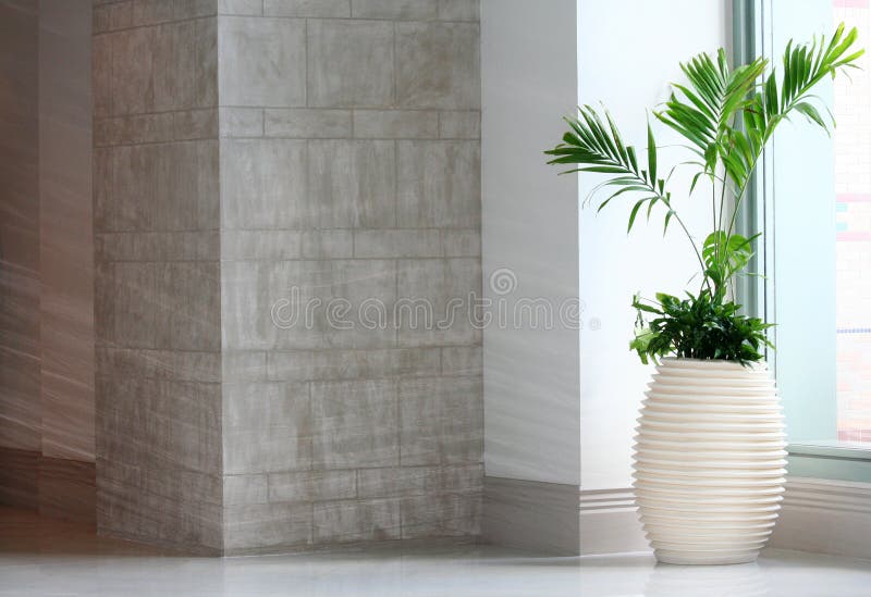 Hotel lobby planter with space alloted for text. Hotel lobby planter with space alloted for text