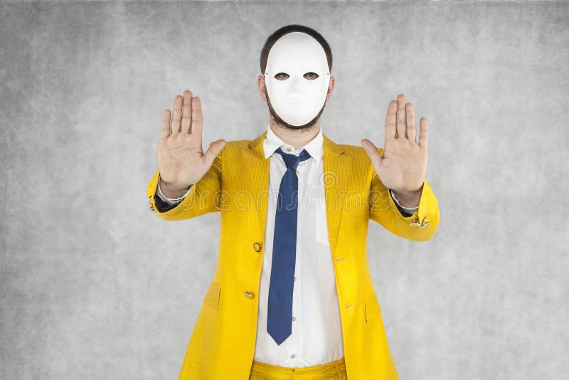 Incognito person performs stop gesture royalty free stock image Incognito person performs stop gesture royalty free stock image