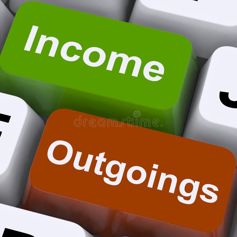 Income Outgoings Keys Show Budgeting And Bookkeeping