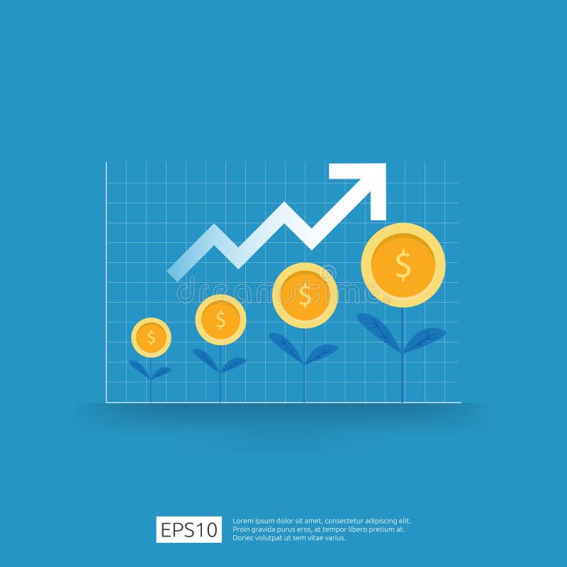 income salary rate increase. business profit growth margin revenue. Finance performance of return on investment ROI concept with. Wealth, rise.