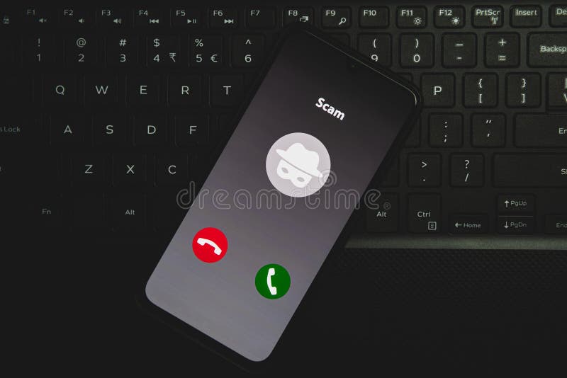 Incoming call from Scammer. Online scam on phone royalty free stock photography