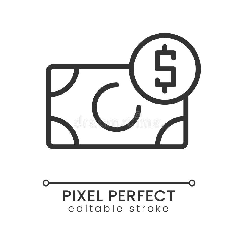 Incoming money pixel perfect linear icon vector illustration