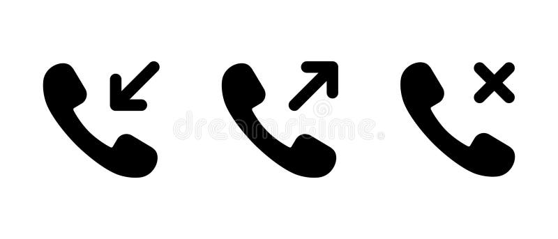 Incoming and outgoing, missed call icon. Calling history symbol vector stock illustration