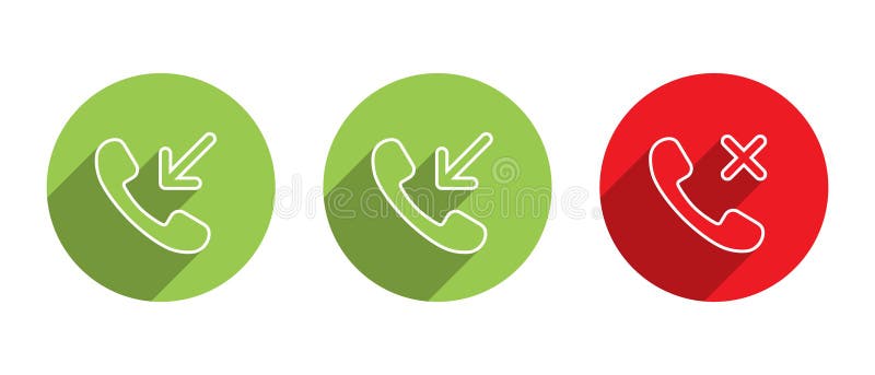 Incoming, outgoing, and missed call line icon with long shadow royalty free illustration