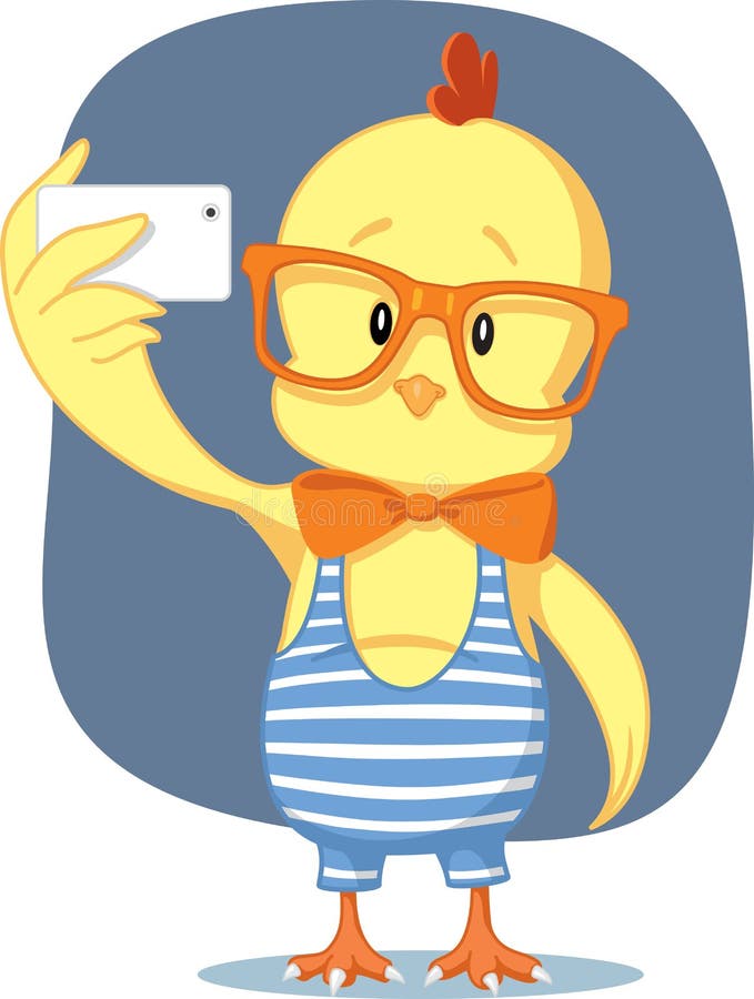 Inconformista Pascua Chick Takes Selfie con Smartphone ilustración del vector Inconformista Pascua Chick Takes Selfie con Smartphone ilustración del vector
