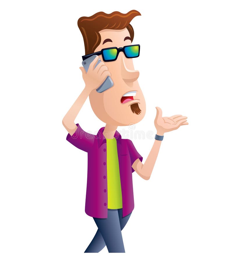 Inconformista que habla en su teléfono celular stock de ilustración Inconformista que habla en su teléfono celular stock de ilustración