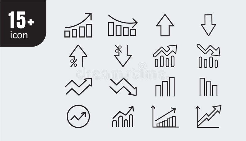 Increase and Decrease Stroke Icon Collections. Stock Vector ...