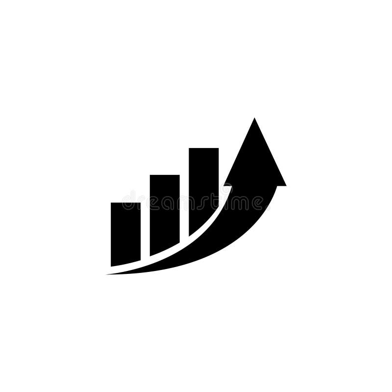 Increase Profit Graph, Growing Arrow Flat Vector Icon