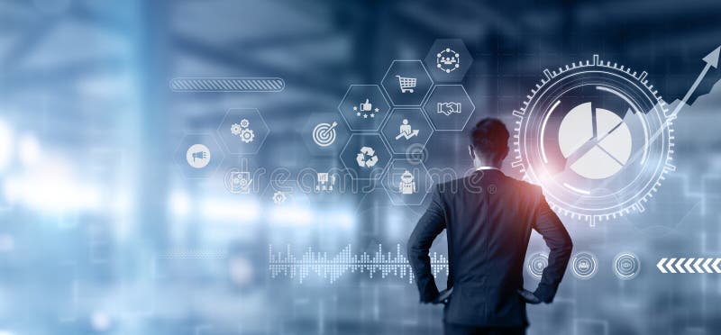 Increasing market share concept. Businessman planning marketing strategy for increasing market share. royalty free stock photos