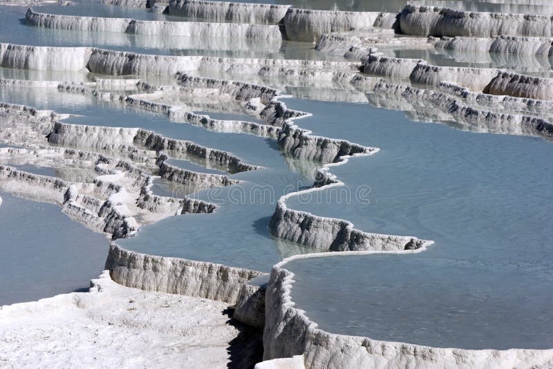 The incredible travertines, otherwise known as Cotton Castle at Pamukkale in Turkey.