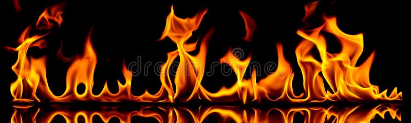 Fire flames on a black background. Fire flames on a black background.