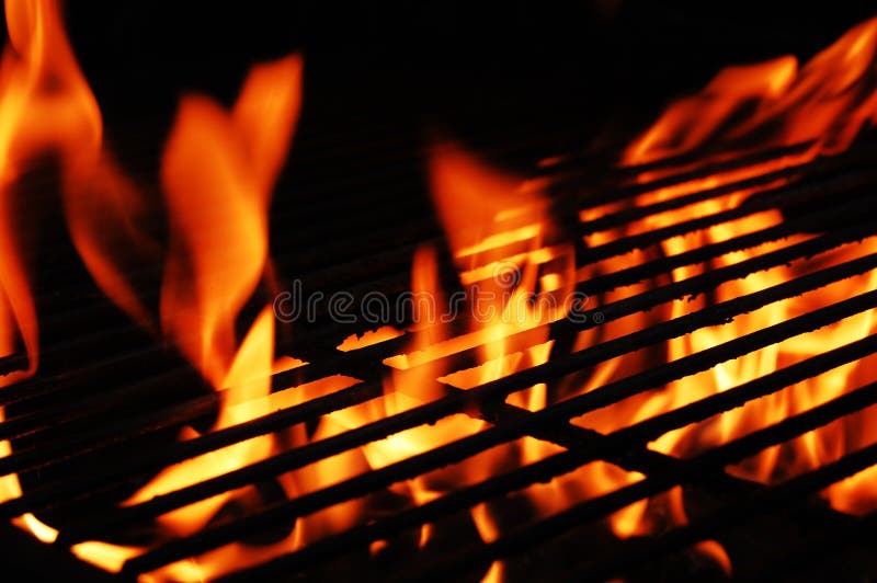 A burning hot fire with grill. A burning hot fire with grill