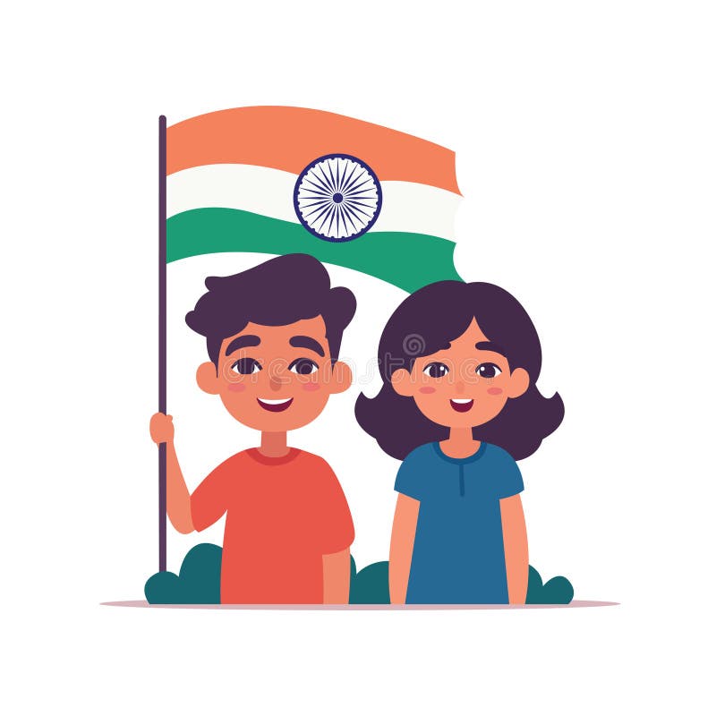 Flag Girl Holding Indian Flag Stock Illustrations 158 Flag Girl