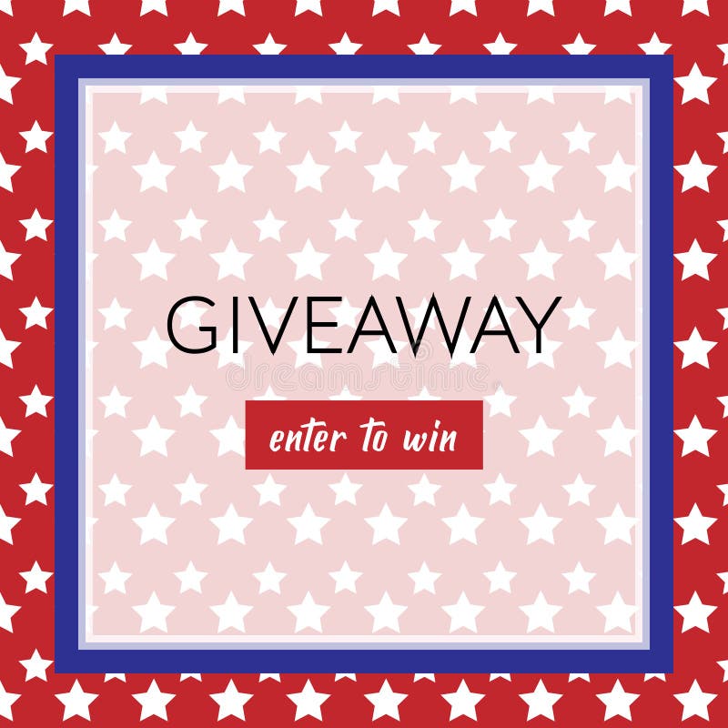 Independence day 4th of July giveaway banner with white stars and blue frame on the red background stock illustration Independence day 4th of July giveaway banner with white stars and blue frame on the red background stock illustration