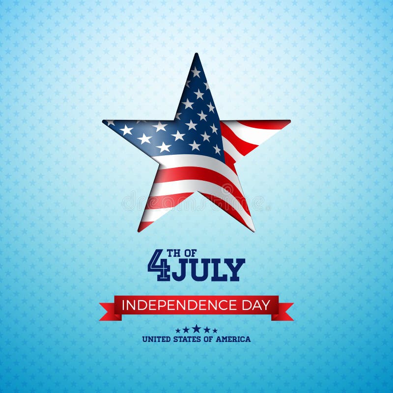 Independence Day of the USA Vector Illustration with Flag in Cutting Star. Fourth of July Design on Light Background for vector illustration Independence Day of the USA Vector Illustration with Flag in Cutting Star. Fourth of July Design on Light Background for vector illustration