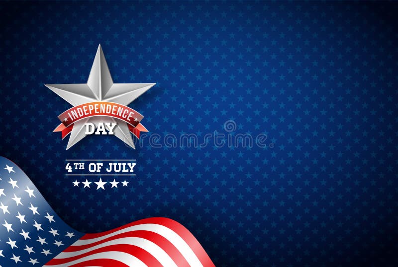 Independence Day of the USA Vector Illustration. Fourth of July Design with Flag on Blue Background for Banner, Greeting stock illustration Independence Day of the USA Vector Illustration. Fourth of July Design with Flag on Blue Background for Banner, Greeting stock illustration
