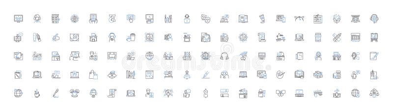 Independent contractor line icons collection. Self-employment, Freelancing, Project-based, Autonomy, Entrepreneurship royalty free illustration