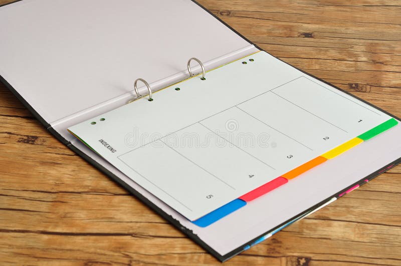 Index Divider Cards in an Open File. Stock Photo Image of color