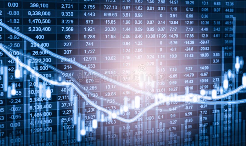 Index graph of stock market financial indicator analysis on LED. royalty free stock photos