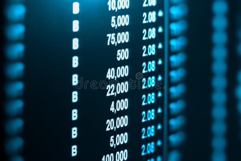 Index graph of stock market financial indicator analysis on LED. royalty free stock image