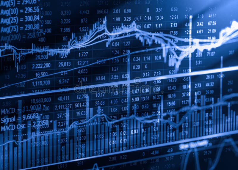 Index graph of stock market financial indicator analysis on LED. royalty free stock images