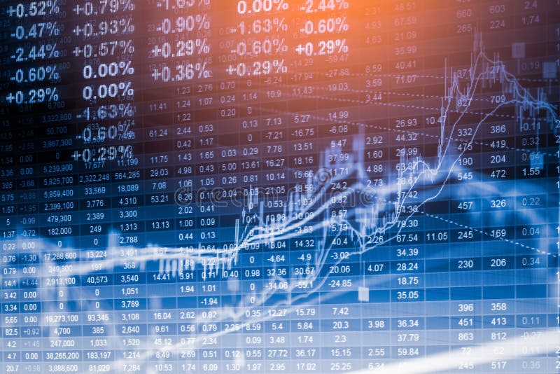Index graph of stock market financial indicator analysis on LED. royalty free stock photo