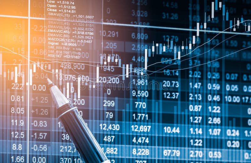 Index graph of stock market financial indicator analysis on LED. royalty free stock photo