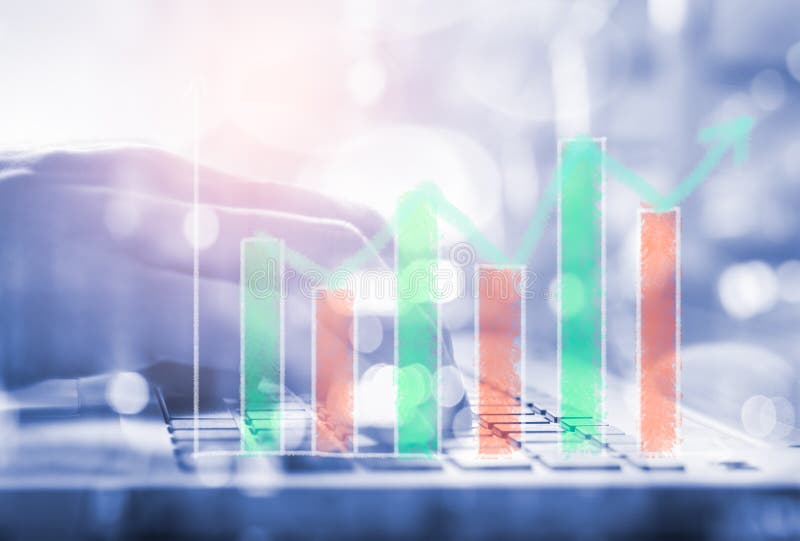 Index graph of stock market financial indicator analysis on LED. stock photography