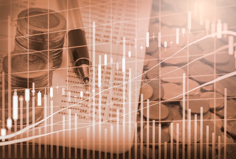 Index graph of stock market financial indicator analysis on LED. stock image