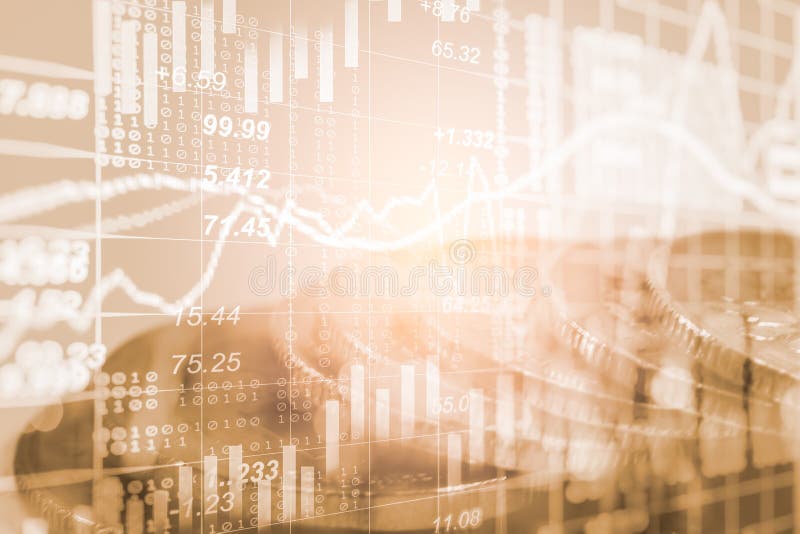 Index graph of stock market financial indicator analysis on LED. royalty free stock image