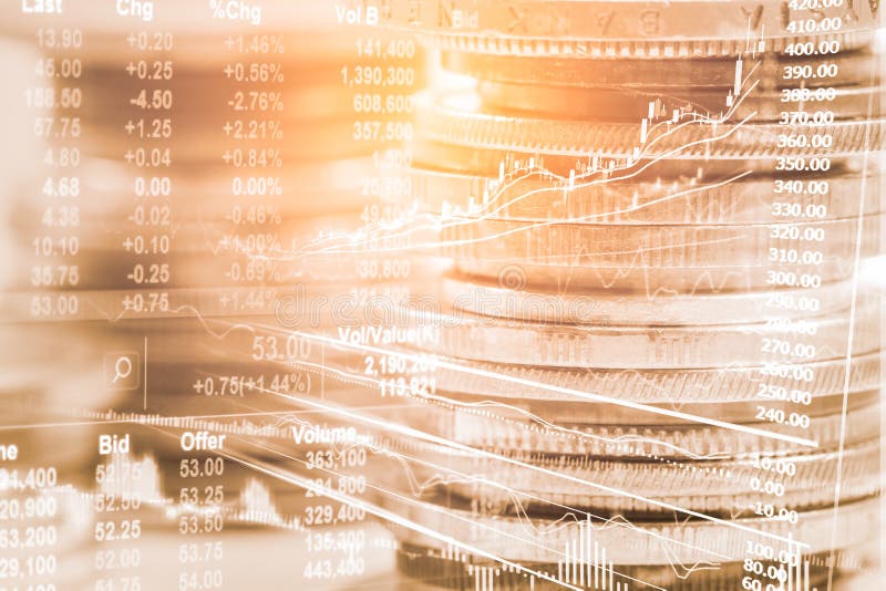 Index graph of stock market financial indicator analysis on LED. royalty free stock image