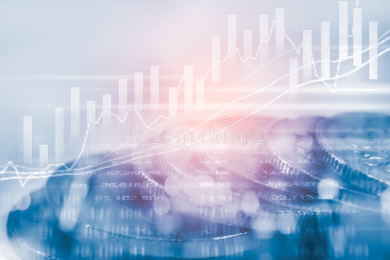 Index graph of stock market financial indicator analysis on LED. stock photos