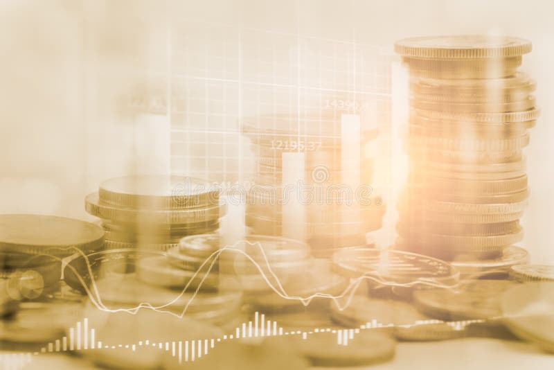 Index graph of stock market financial indicator analysis on LED. stock photography