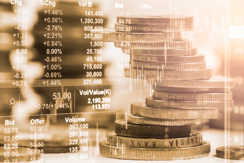 Index graph of stock market financial indicator analysis on LED. stock photography