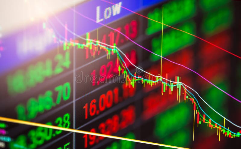 Index graph of stock market financial indicator analysis on LED. royalty free illustration