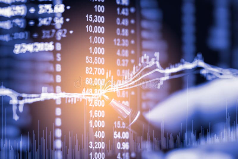 Index graph of stock market financial indicator analysis on LED. royalty free stock image