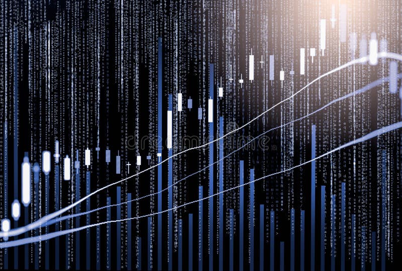 Index graph of stock market financial indicator analysis on LED. stock images