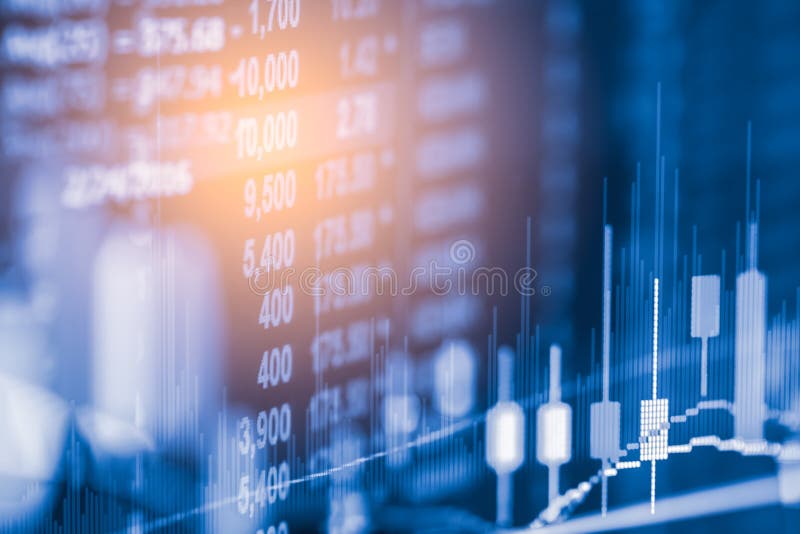 Index graph of stock market financial indicator analysis on LED. royalty free stock image