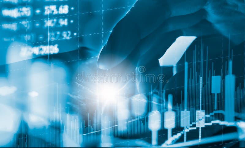 Index graph of stock market financial indicator analysis on LED. royalty free stock image